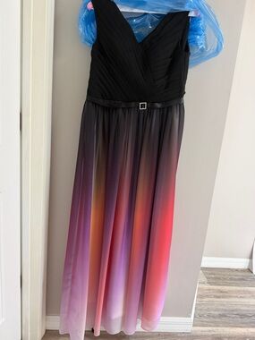 Black Ombré formal Dress size 12 sleeveless maxi evening gown multicolor